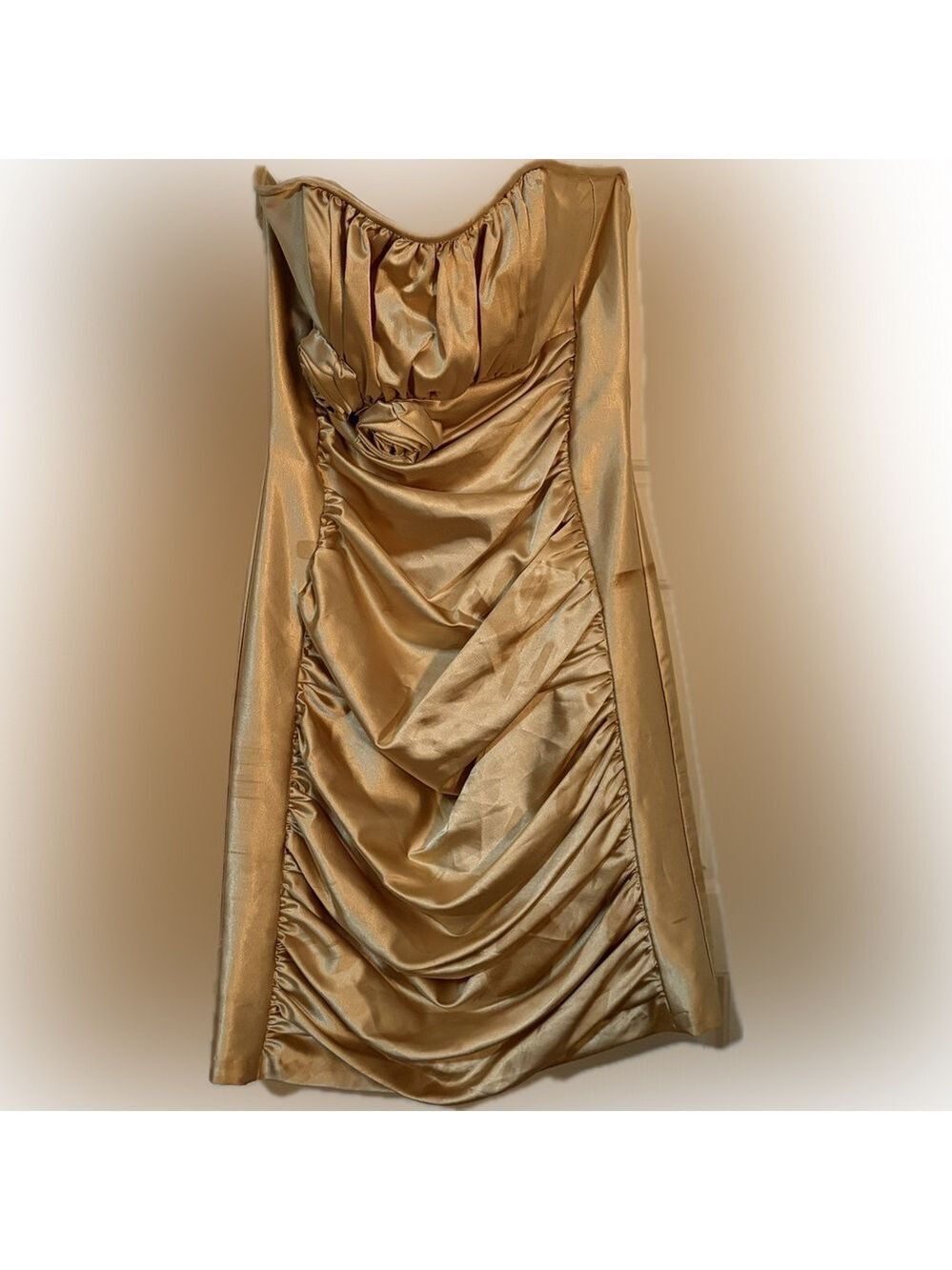 Jessica McClintock Gold Strapless Mini Dress – Size 8 ✨ Vintage Prom